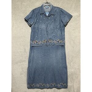 jane ashley denim dress Women's Modest Embroidered Denim Dress By Jane Ashley Small